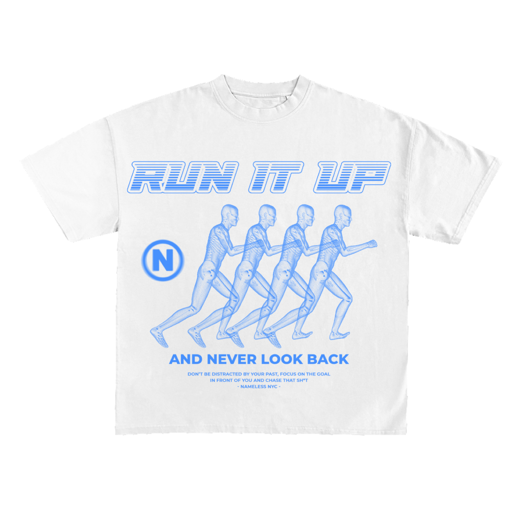 White & Blue Run it Up Tee